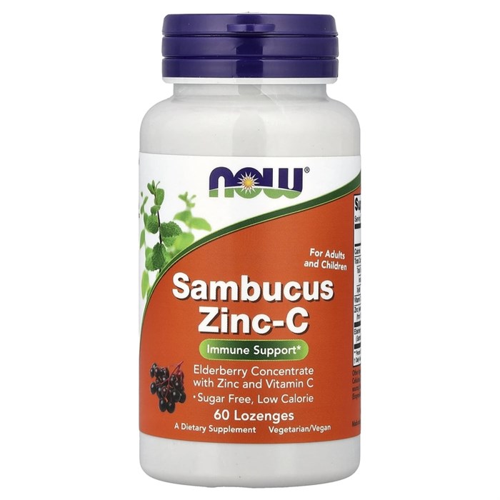NOW Sambucus Zinc-C 60 пастилок 8436046977578