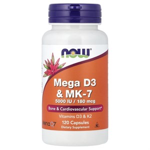 NOW Mega D-3 &amp; MK-7 120 капс. 8436046977985