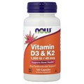NOW Vitamin D3 и K2 1000 МЕ + 45 мкг 120 капс. 40910